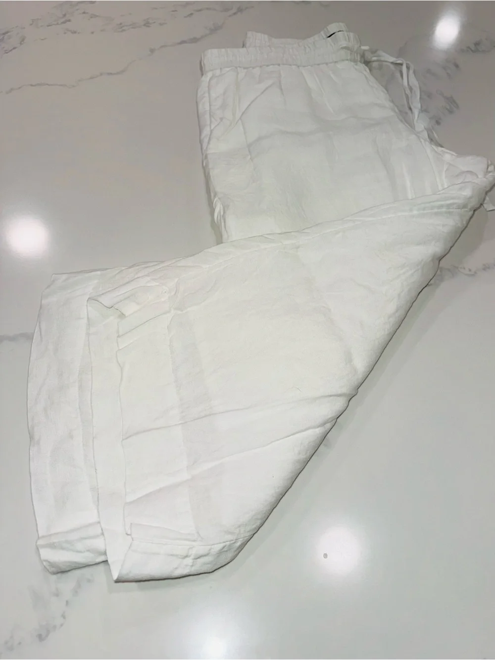 J. CREW SIZE XL~ CRISP WHITE 100% LINEN FULLY LINED PANTS BEACH SUMMER TROUSERS